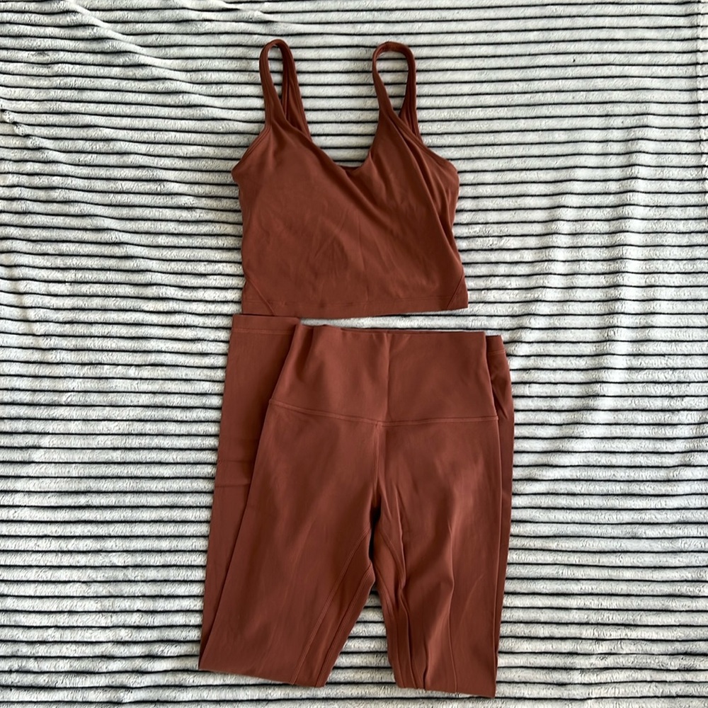 Lululemon align work out top & leggings. Copper color. Top size 4. Bottom size 2
